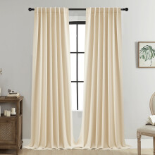 Fade Resistant Curtains 51.1*39.3 Inch Beige Blackout Decor Tab Top Cloth Minimalist Curtain Sets for Bedroom Windows