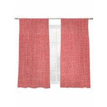 Coral Red Linen Sheer Curtains, Farmhouse Vintage Light-Filtering Voile Drapes, Rod Pocket, 2 Panels 52"x72"