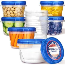 Envases de plástico de 16 oz con tapas de rosca (paquete de 10), herméticos, aptos para microondas y lavavajillas, aptos para congelador para