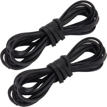4.4 Yards 3mm Black Full-Grain Cowhide Leather Lace Cord for Bracelets, Necklaces, Handbags, Sheaths, DIY Crafting – Compatible with Jewelry Making