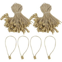 100Pcs 7.1" Hemp Hang Tag String, 1mm Thick Snap Lock Loop Fasteners for Clothes, Shoes, Bags, Luggage & Price Tags