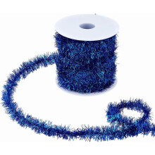 Blue Polyester Tinsel Garland 20m x 2cm