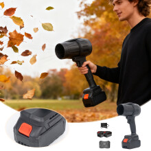 Elektrische mini-bladblazer, 21V draadloze handblazer met instelbare windsnelheid, oplaadbare batterij en oplader, voor tuin/sneeuw (zwart)