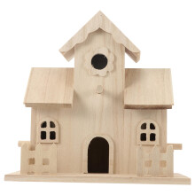 Artistic Atmosphere Bird House Wooden Beige 1Pack Garden