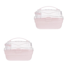 2Pièces Cage Voyage Rose Pour Hamster Petits Animaux Portable