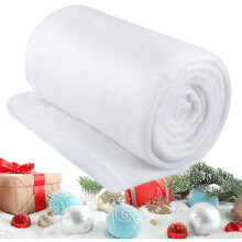 Christmas Snow Blanket 2.6x7.8 Ft, White Thickened Artificial Cotton Roll, Fluffy Fake Snow Sheet for Village Backdrop & Party Decor
