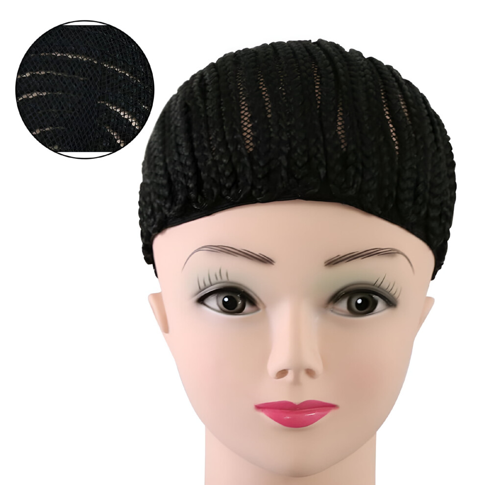 Unisex Black 1Pc Easier Sew Cornrow Braids Crochet Wig Caps Elastic Sew Dome Net Wig Caps For Making Braiding Wigs - Size S