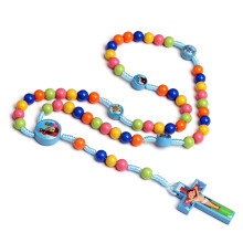 Cartoon Pendant Rosary Necklace Colorful Beads Catholic Necklaces for Children Kid Girls Fashion Religious Jewelry