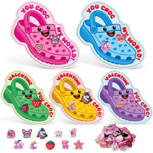 Valentine's Day Cards for Kids - 30 Pcs with 60 Shoe Charms, Cute Classroom Exchange Gifts for Boys, Girls & Toddlers
