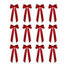 Pekkaxy Velvet Christmas Tree Bows, Pre-Tied Garland Ribbon Bows with Gold Ties, 12 Pack