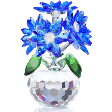 Crystal Blue Daisy Figurines – Small Flower Paperweights, Decorative Tabletop Centerpieces for Home/Office, Gifts for Women & Friends