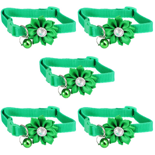 5Pièces Colliers Fleur Pour Petits Animaux Vert Durable Et Pratique