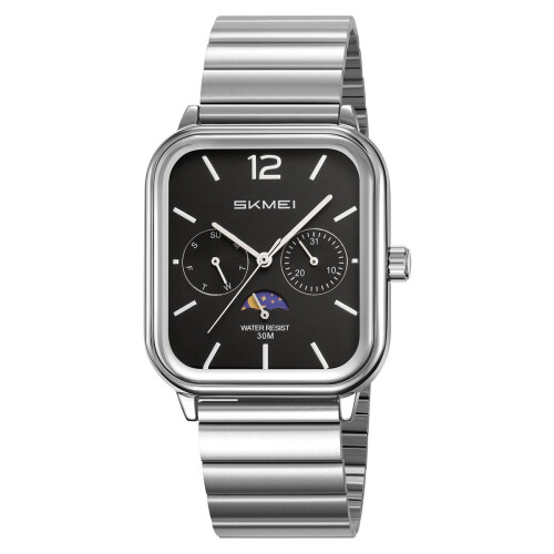 Men's Square Quartz Watch with Moon Phase 2026