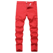 AWZXDE Boys Jeans High Street Fashion Casual Long Pants For Kids Comfortable Stretch Denim Trousers Spring Autumn Workwear Red