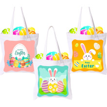 3er-Pack Oster-Tragetaschen aus Canvas mit Hasenmotiv