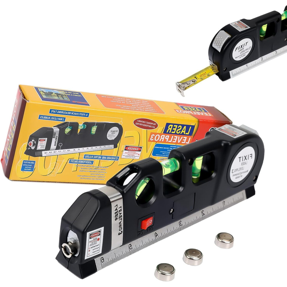 Laser Level Tool Cross Line Metric Ruler 8Ft 2.5M 971050619460