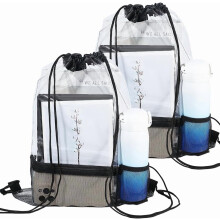 2 Pack Clear Waterproof PVC Drawstring Bags, 16.5x14in, Lightweight Transparent Cinch Sack for Gym, Swimming, Travel – Compatible with All