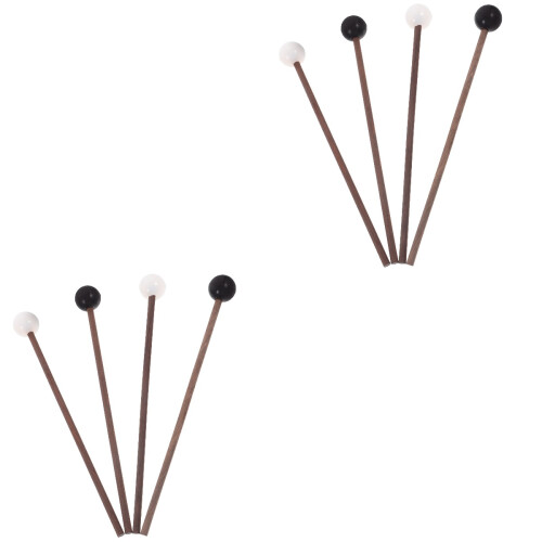 4Paires Baguettes Percussion Bois Caoutchouc Drum Mallets Multicolores