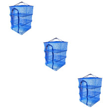 3Pcs Blue Foldable Hanging Drying Rack Mesh for Fish Vegetables Fruit