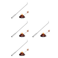4Pièces Tisonnier Long Argenté Confortable Pour Foyer Intérieur