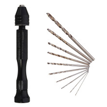 Black Hand Twist Drill + 10 Twist Drills Pc Chuck Drill Manual Twis Keyless Hand Kit Drilling Woodworking Bits 10 Office & Stationery