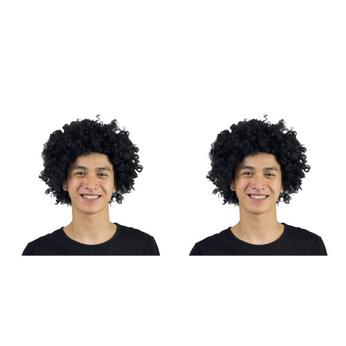 2Pièces Coiffures Perruques Noires Élastiques Pour Déguisement Enfant