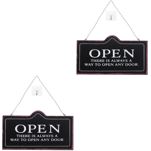 2Pièces Plaques Porte Noir Ouvert Fermé Décoratives Usage Commercial