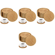 4Ensembles Dessous De Verre Ronds En Rotin Support Rustique