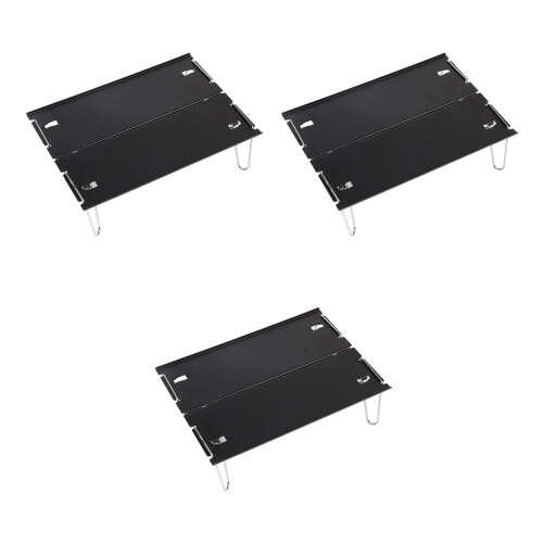 3Pièces Table Pliante Compacte Aluminium Noir Pour Pique-Nique