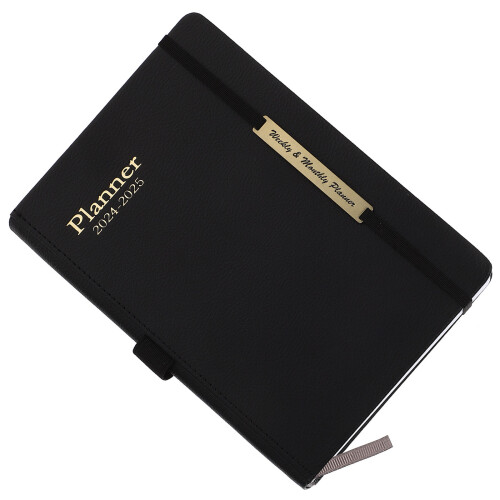 Notepad De Travail PU Noir Avec Couverture En Aluminium