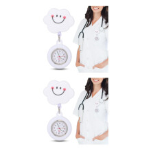 2Pcs Durable White Nurse Pocket Watch Retractable Silicone Clip on