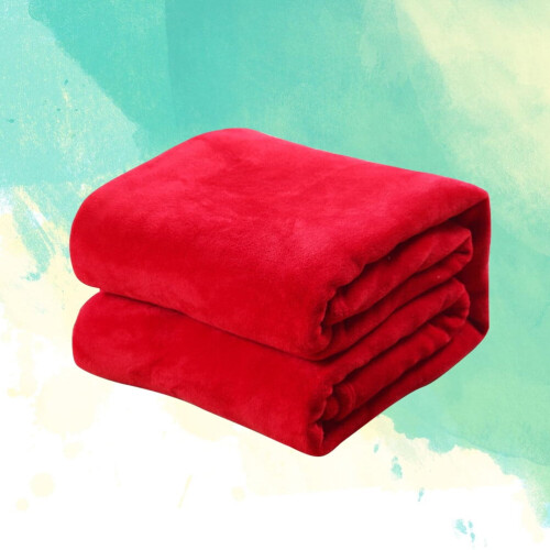 Soft Red Solid Color Flannel Blanket for Comfortable Warming and Stylish Home