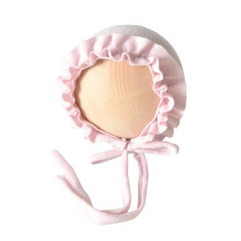 Soft Spandex Lace Trimmed Bonnet for Newborns 0-2 Month Baby Photography Hat Chin Tied Caps Enhances Elegances