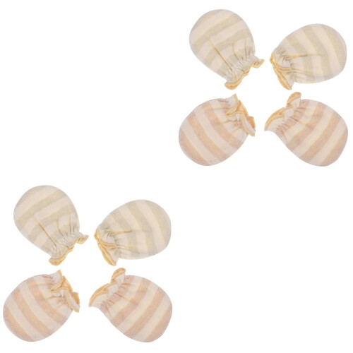 4Paires Moufles Infantile Coton Doux Protège Visage Bébé