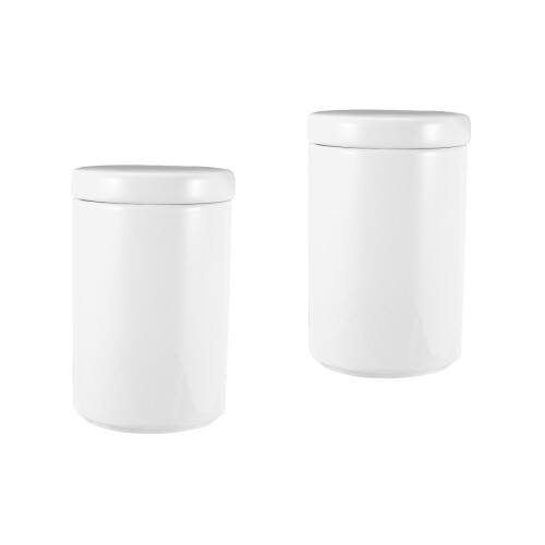 2Pcs Ceramic Food Storage Canisters White with Sealed Cover