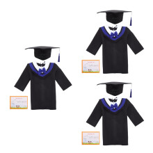 3Pcs Black Graduation Gown and Tassel Set for Kids Celebration