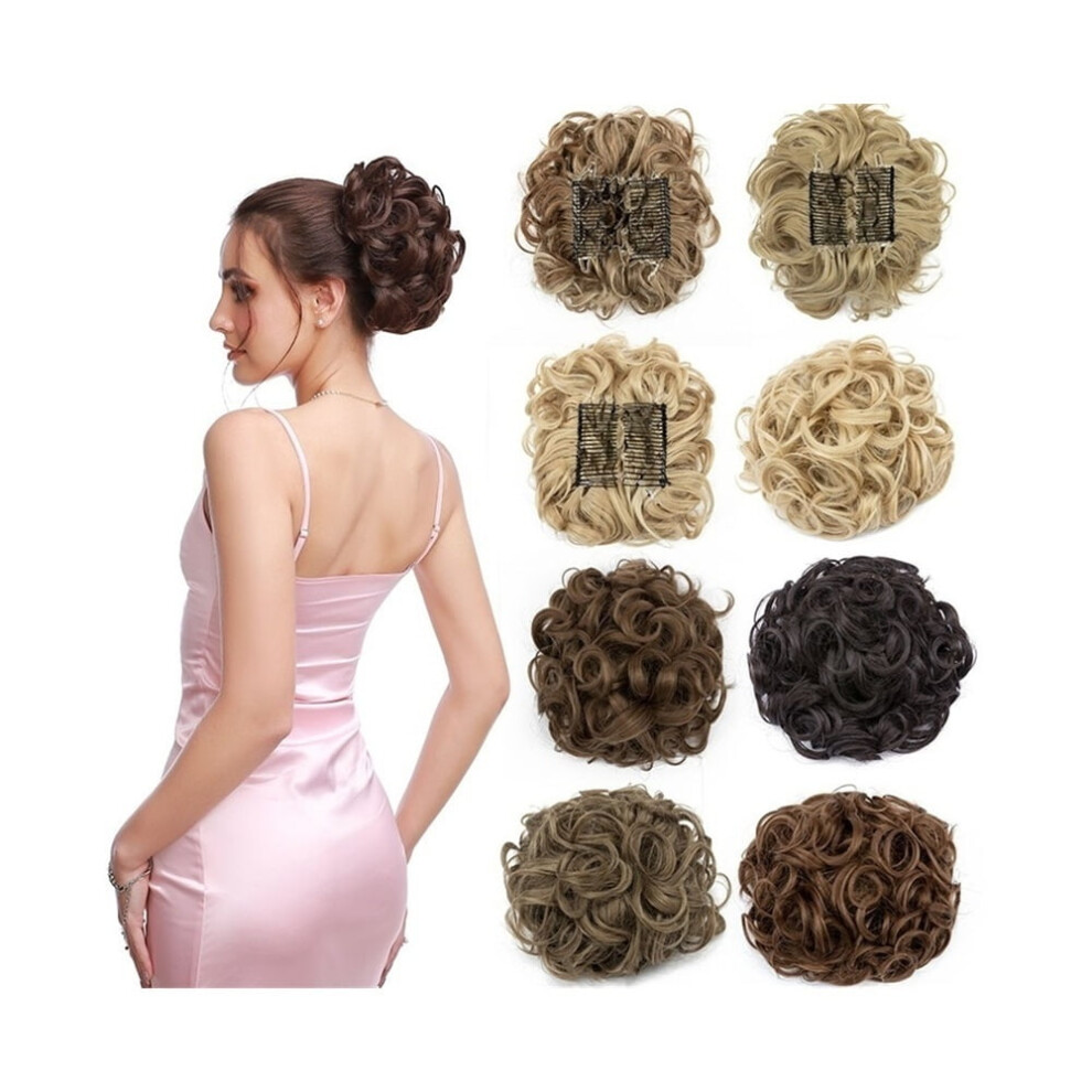 Short Messy Curly Dish Hair Bun Extension Combs Clip in Ponytail Scrunchie Hair Pieces for Women