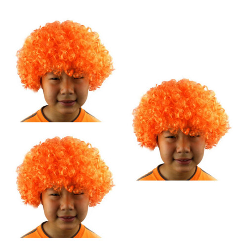 3Pièces Perruques Masquerade Orange Élastiques Pour Fête Carnaval