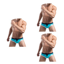 3Pcs Blue Men's Bikini Swimwear Triangle Trunks Lightweight for Beach