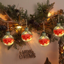 Glowing Hydrangea Christmas Ball Ornament Clear Glass LED Light Decor for Home Party Wedding Mall Restaurant 1PC