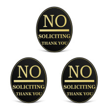 3Pièces Signes No Soliciting Pour Porte Adhésifs Noir Et Or Résistants