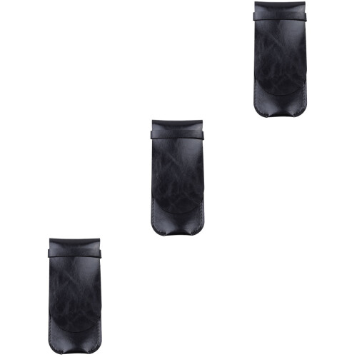 3Pcs Black Pen Case Holder Durable Pen Storage Bag for Office