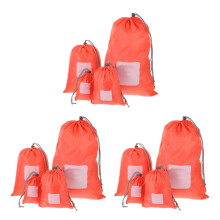 3Pcs Rosy Travel Drawstring Pouches Waterproof Nylon Storage Bags