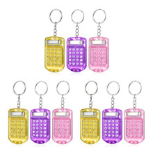 9Pcs Portable Calculator Key Ring Mini Electronic Student Calculators