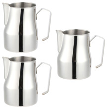 3Pcs Stainless Steel Creamer Frothing Pitcher Silver Handle