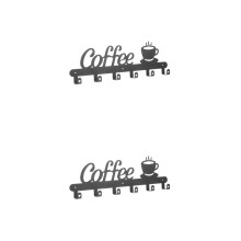 2Sets Wall-Mounted Black Mug Rack Coffee Cup Holder Kitchen Organizer