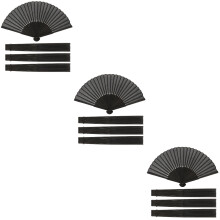 12Pcs Black Bamboo Folding Hand Fans Elegant Chinese Style Dance Decor