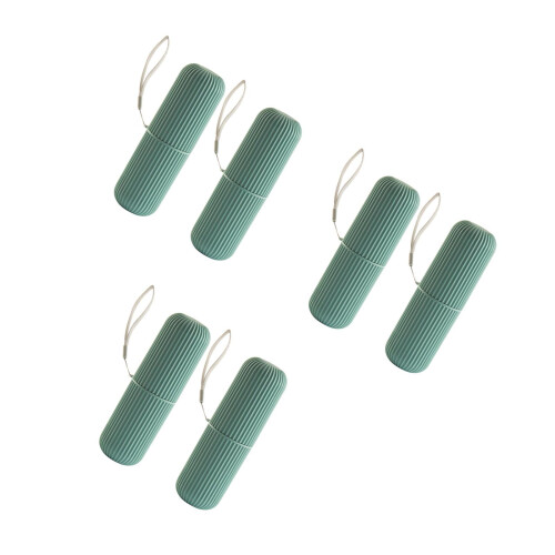 6Pcs Portable Toothbrush Toothpaste Organizer Green Hard Plastic Box