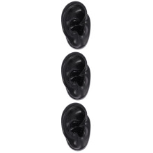 3St Zwarte Siliconen Oor Modellen Voor Oorpiercing En Juwelen Display