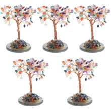 5Pcs Assorted Color Crystal Tree Desktop Ornaments for Home Decor